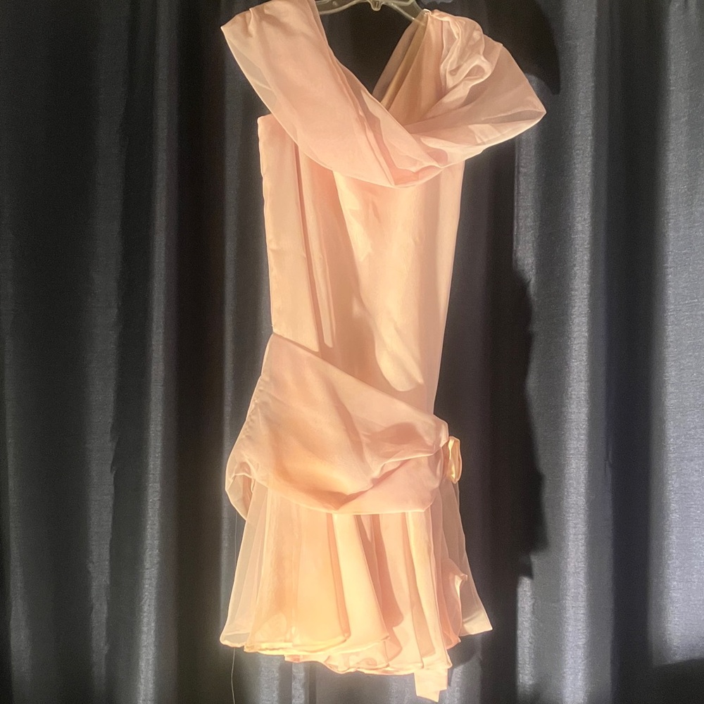 Chic One Shoulder Dress in Soft Peach